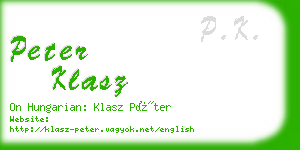 peter klasz business card